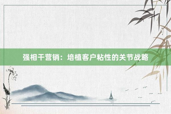 强相干营销：培植客户粘性的关节战略