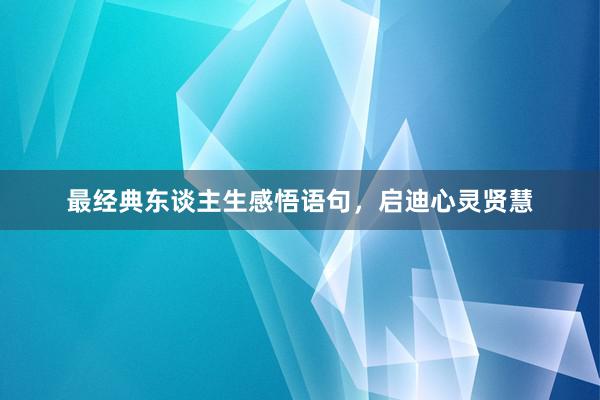 最经典东谈主生感悟语句，启迪心灵贤慧